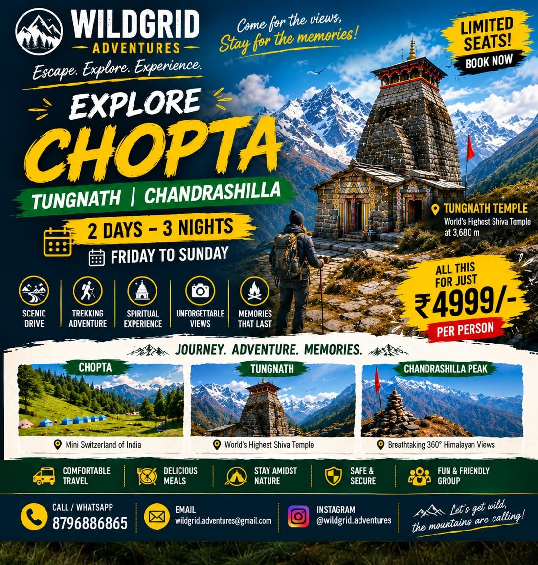 Explore Chopta poster: Tungnath and Chandrashila, Friday to Sunday, ₹4,999 per person